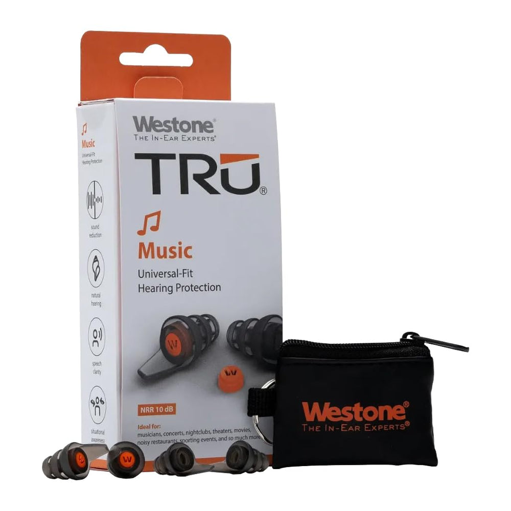 Westonе TRU Music earplugs deliver clear balanced sound for live performances.