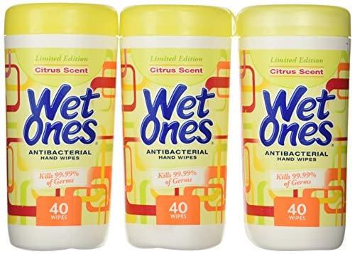 Wet Ones Tropical Splash wipes canister for on-the-go cleanliness and quick germ-free moments