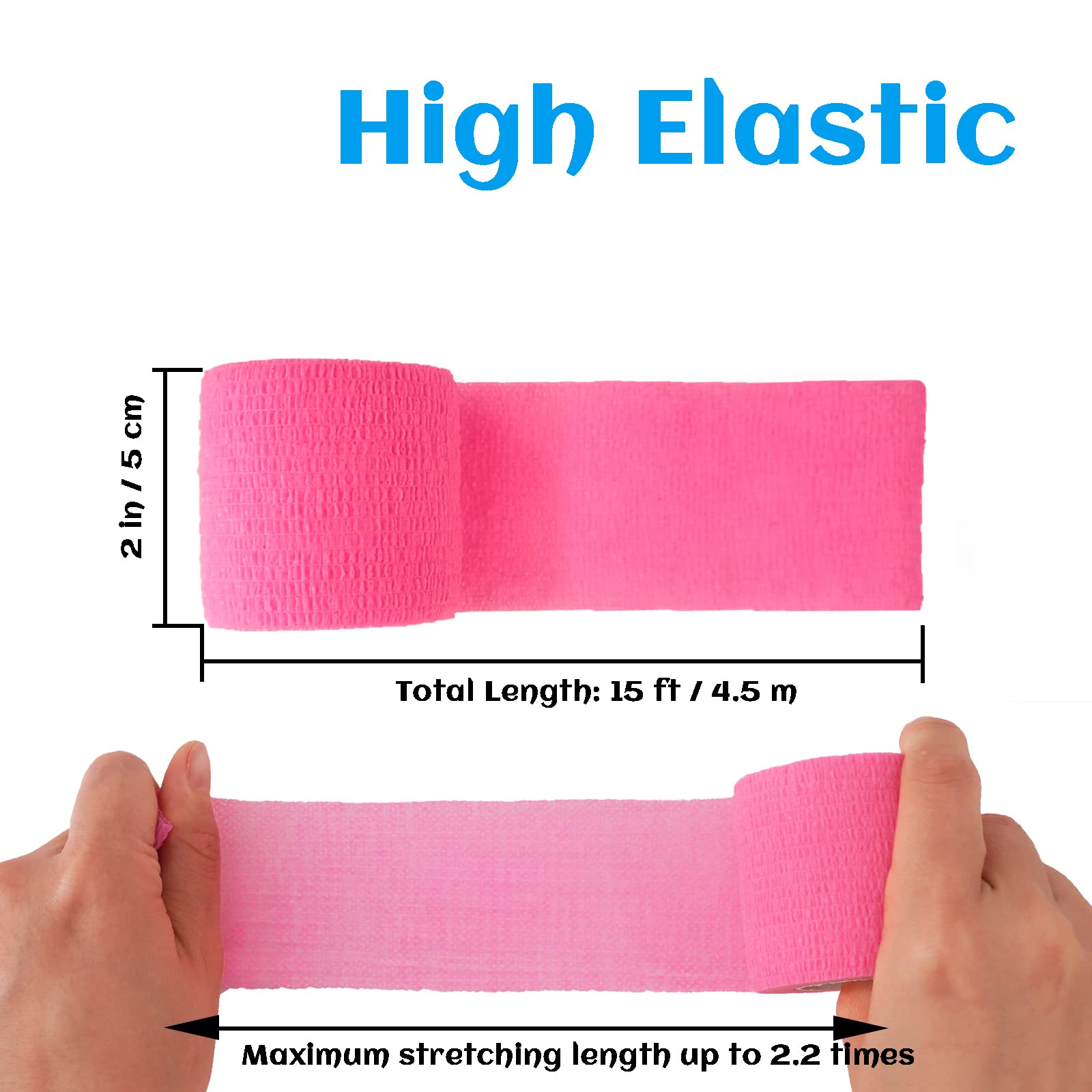 WeTop spandex bandage roll shows breathable material with skin-friendly adhesive.