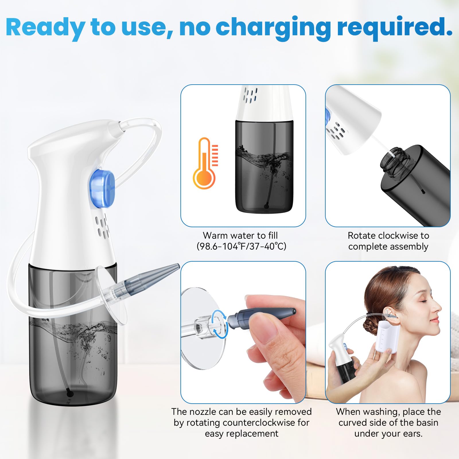 WEUANY ear basin shown for hygienic positioning during cleaning.