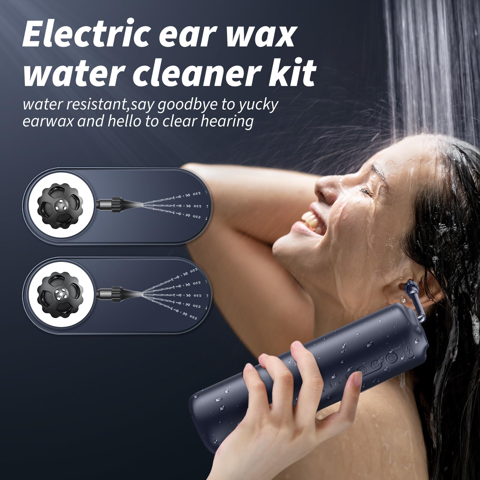 WEUANY ear cleaner in shower, IPX5 waterproof for convenient use.
