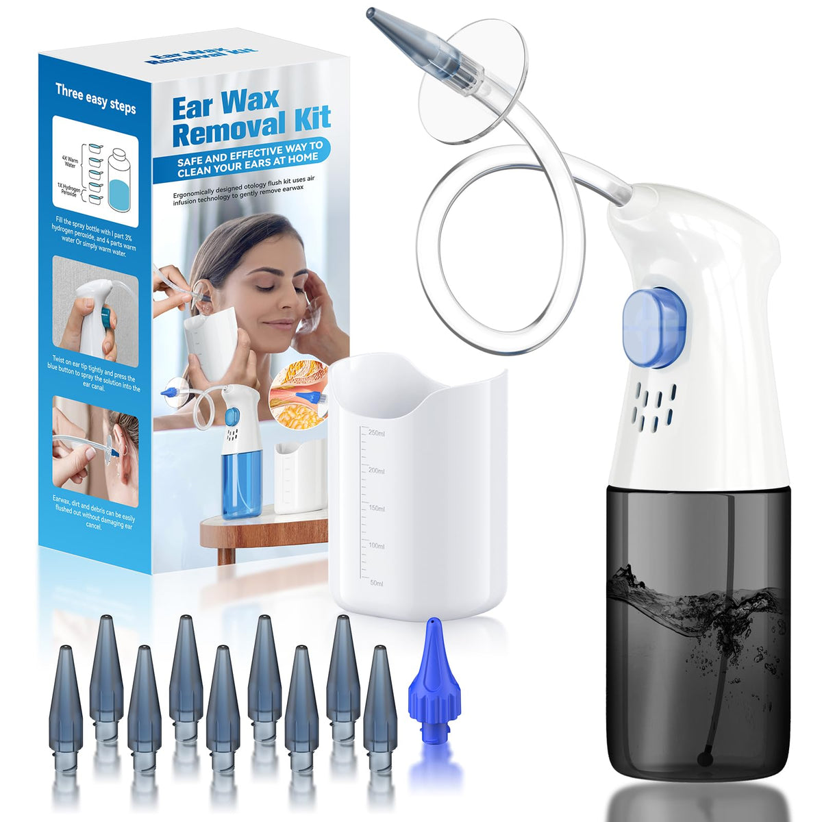WEUANY five-hole nozzle for efficient at-home ear cleaning and debris removal.