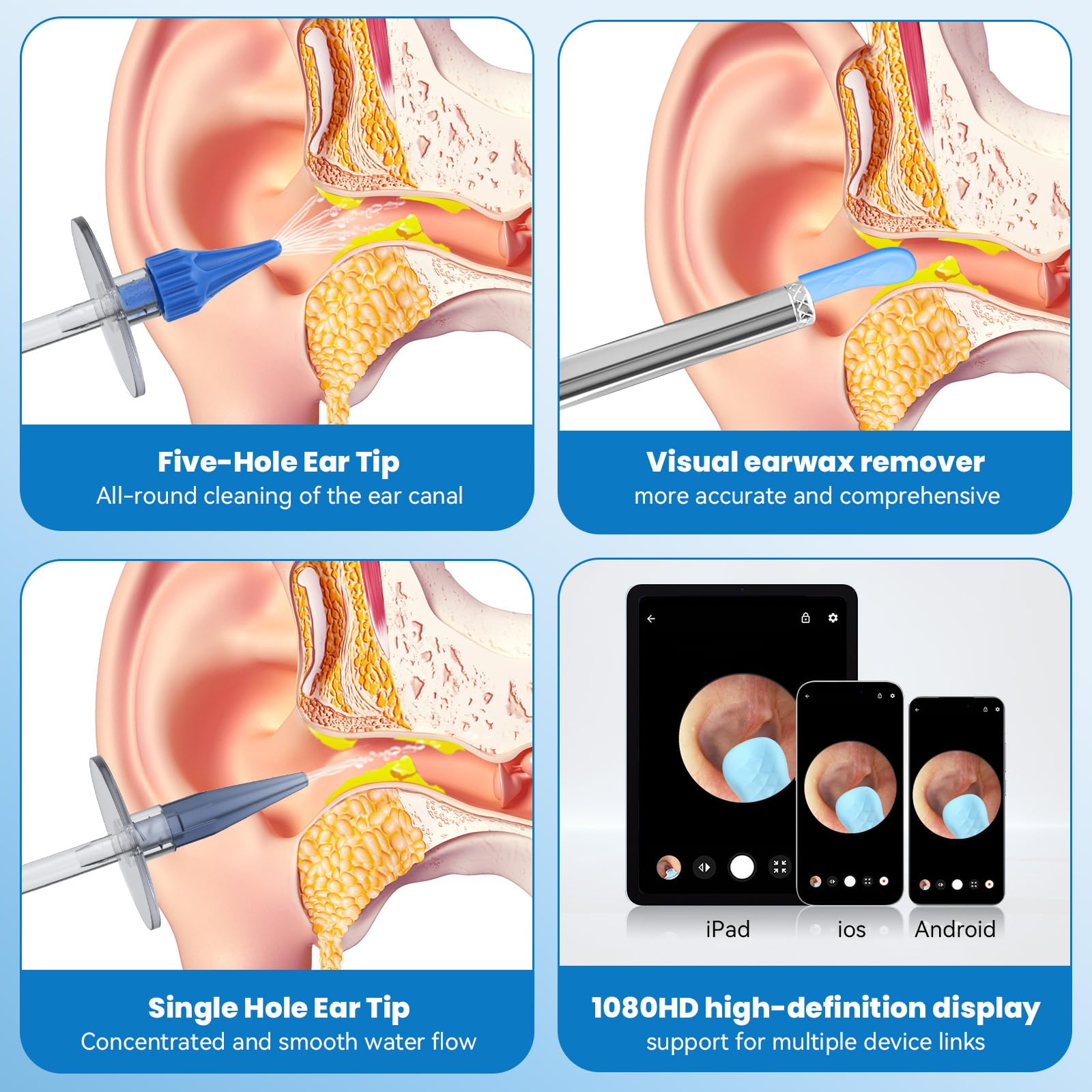 WEUANY home ear cleaning kit demonstrated for family use.