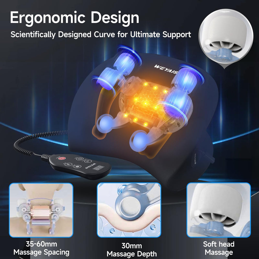 weyais neck massager pillow with 3 modes for customizable massage