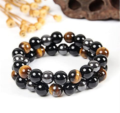 WFJ Tiger Eye beaded bracelet close-up with warm tones