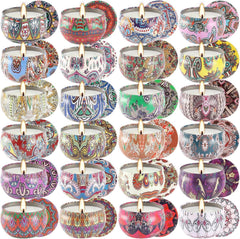 Wfmolcand 24-pack scented candle tins with varied fragrances for mood enhancement.