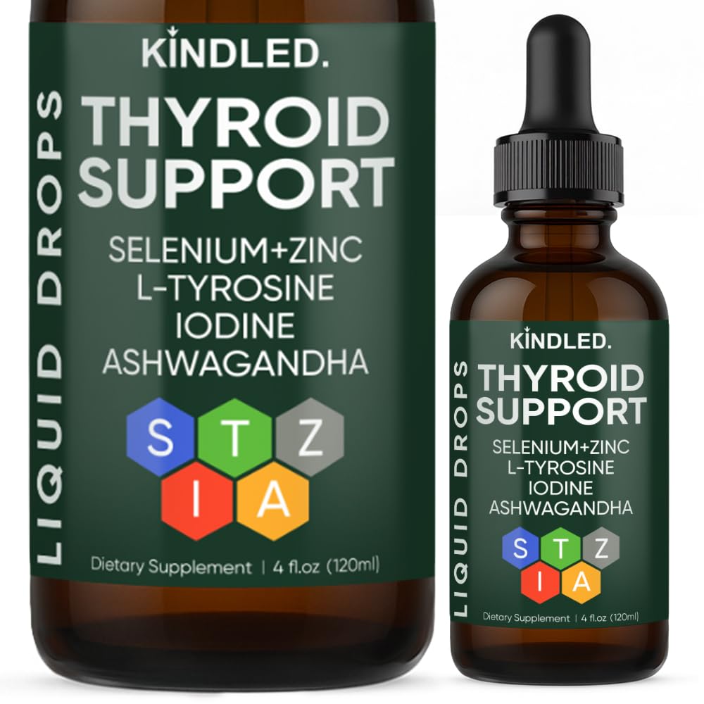 WGYPEU Kindled Thyroid Support Drops bottle with glass of water for easy daily vitality support