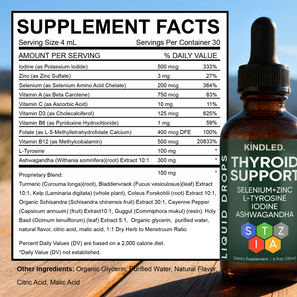 WGYPEU Kindled Thyroid Support Drops packaging highlights vegetarian-friendly formula
