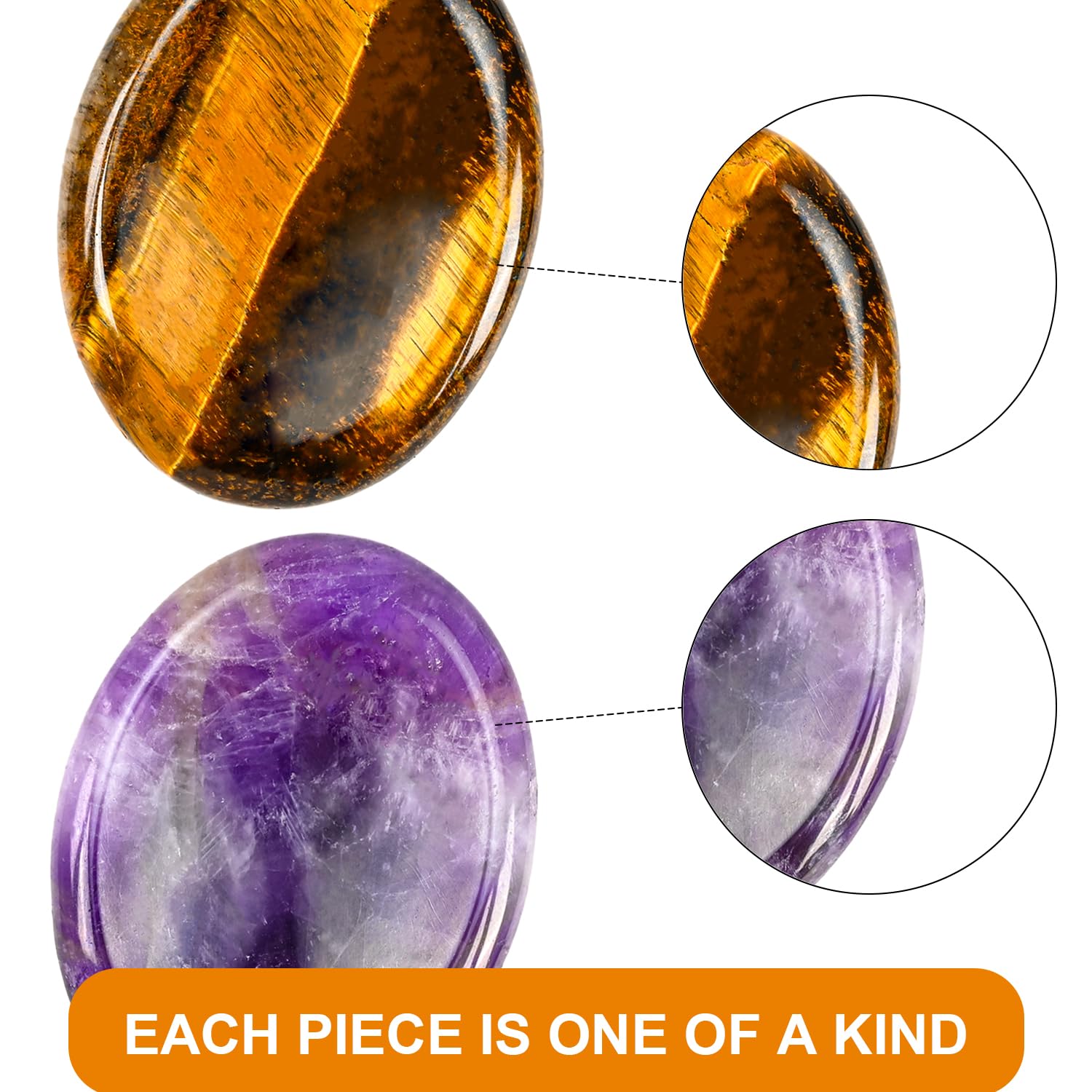 WHAL&YUNE amethyst tiger eye oval gem ideal for Reiki balancing and mindful breathing
