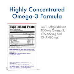 WHC UnoCardio X2 label closeup shows EPA and DHA levels powering wellness.