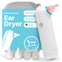 Whisper ear dryer case front view showing compact portability