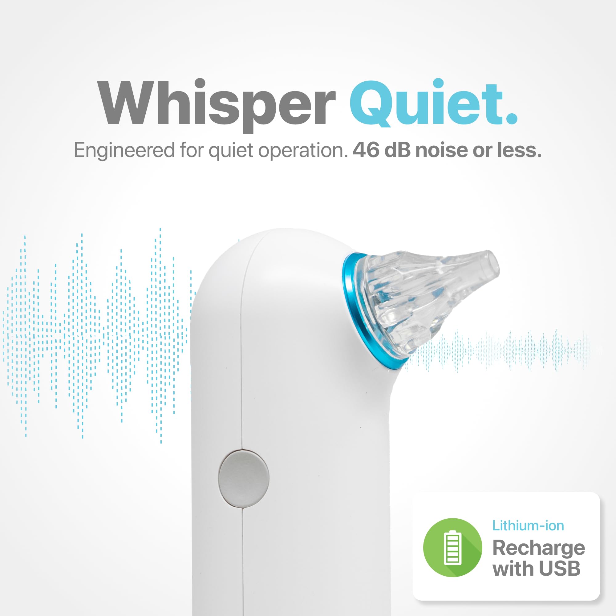 Whisper ear dryer packaging and warranty information displayed