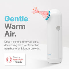 Whisper ear dryer red light therapy panel close-up highlighting skin support