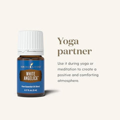White Angelica bottle topically applied on wrists for calming mood