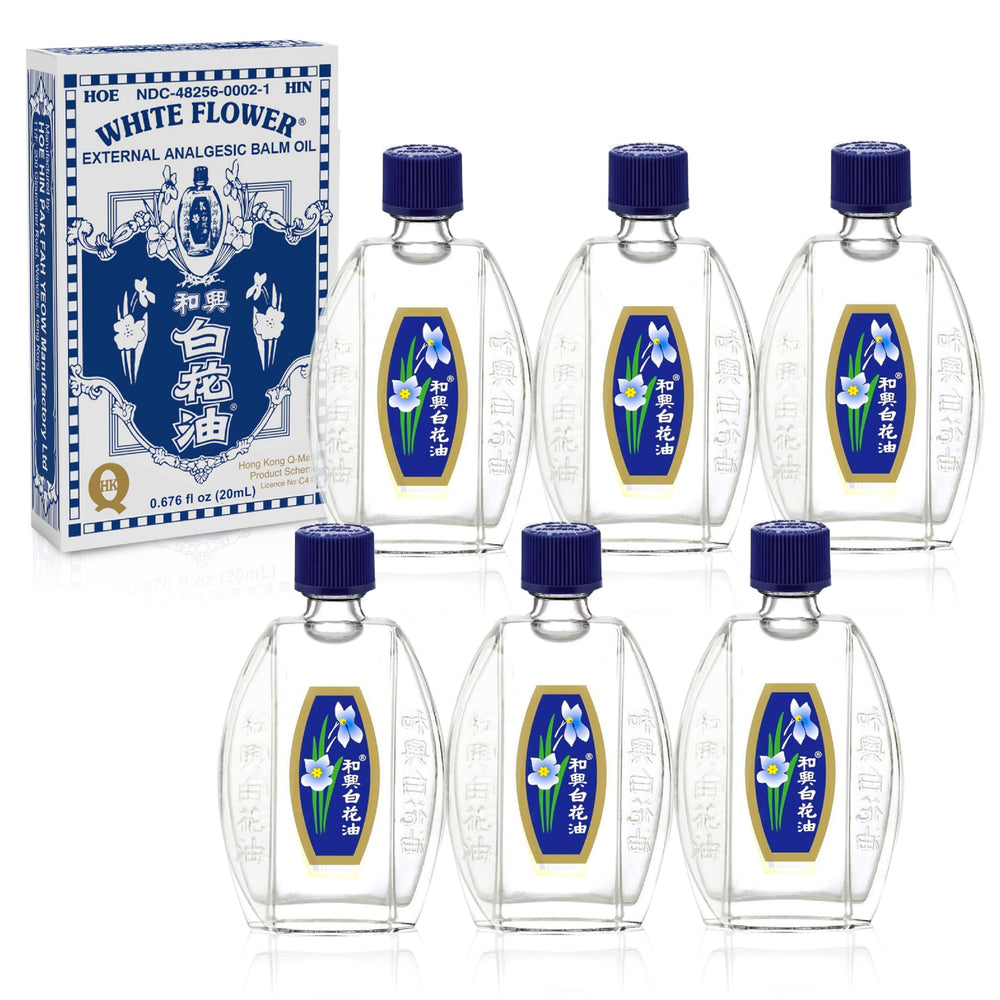 White Flower external analgesic balm oil bottle ready for minor-pain relief
