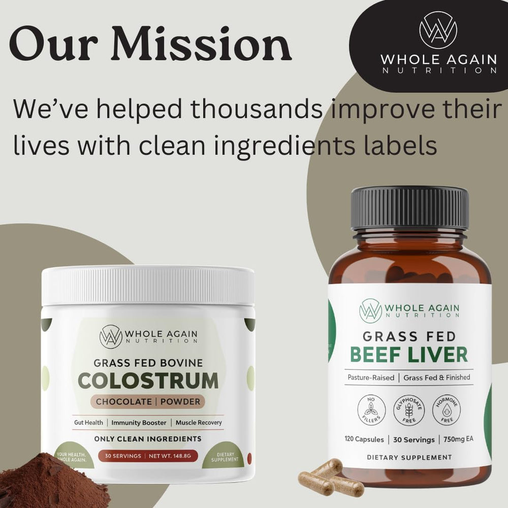 Whole Again Nutrition capsules arranged to show compact portability.