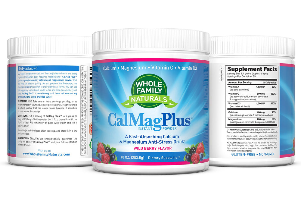 Whole Family Naturals CalMag Plus beet-juice color provides natural appearance without artificial dyes.