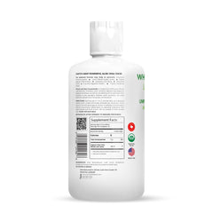 Whole Leaf Aloe Vera Juice bottle side view for easy dosing