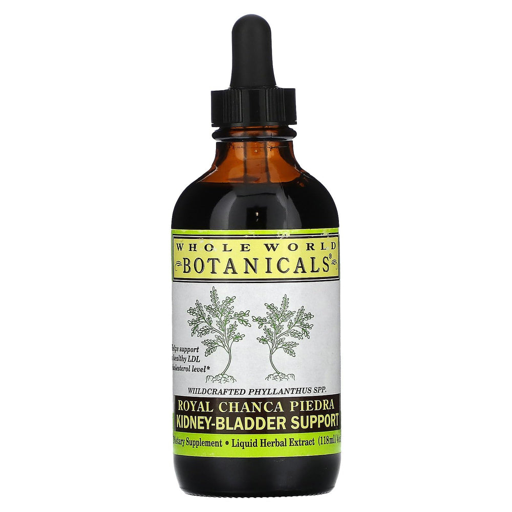 Whole World Botanicals Royal Chanca Piedra bottle, alcohol-free extract for kidney and bladder support.