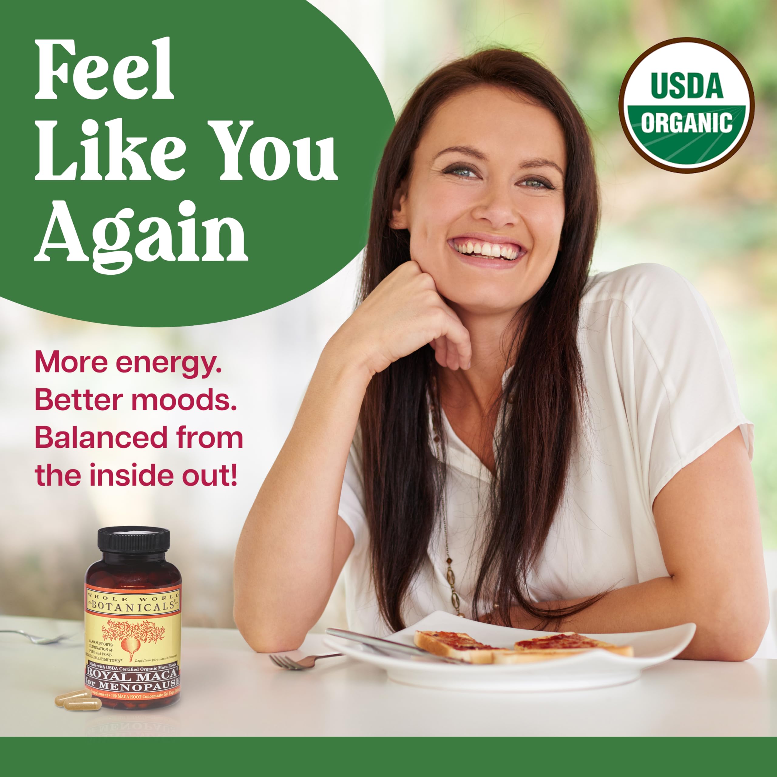 Royal Maca capsules on countertop ready for daily use
