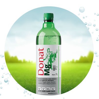 Donat Mg water label detail emphasizing natural mineral content