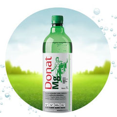 Donat Mg water label detail emphasizing natural mineral content
