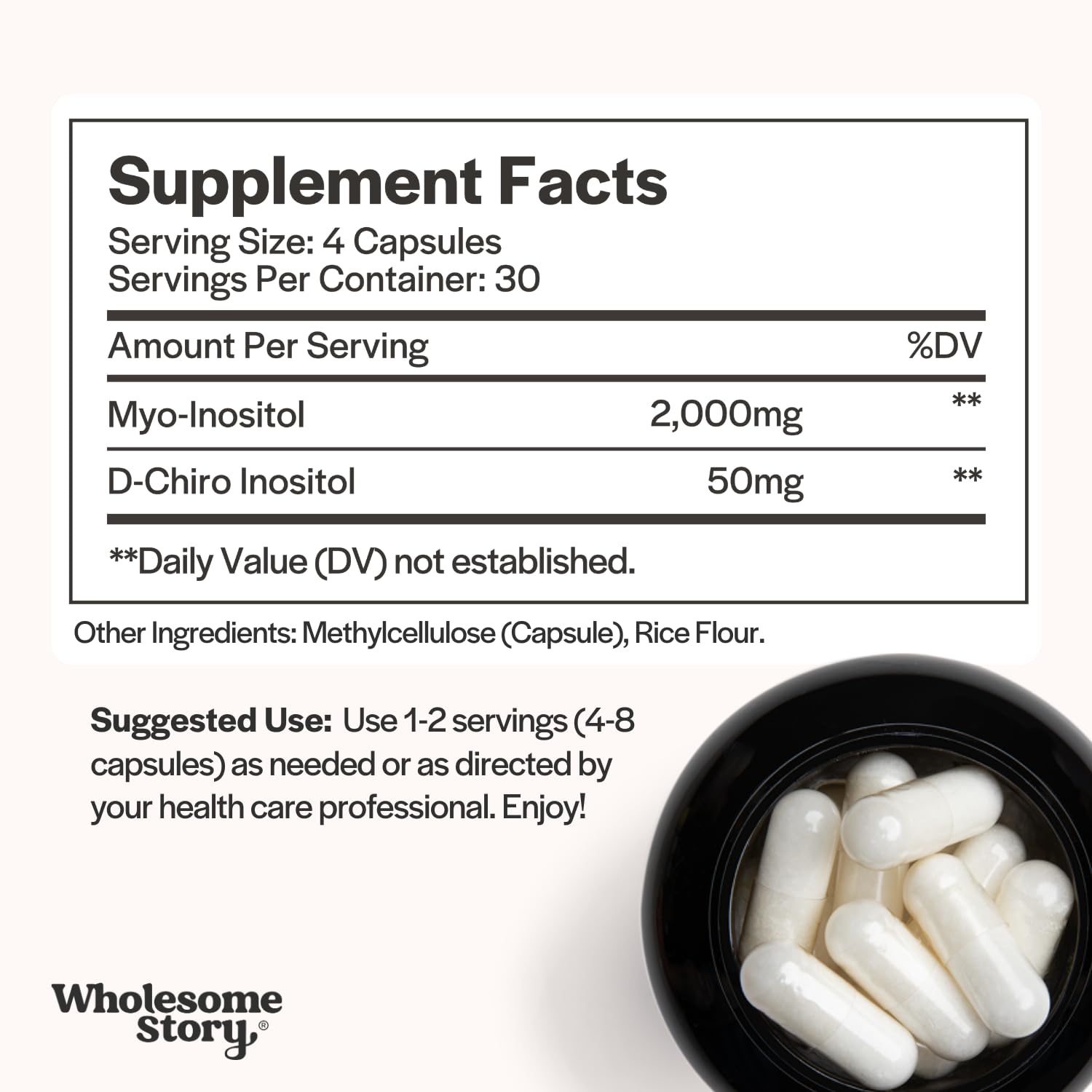 Wholesome Story 40:1 ratio label highlights ideal balance for reproductive wellness.