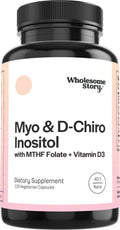 Wholesome Story Myo-Inositol & D-Chiro Inositol Capsules with MTHF Folate & Vitamin D — Hormone Balance, Ovarian Support, 40:1 Ratio