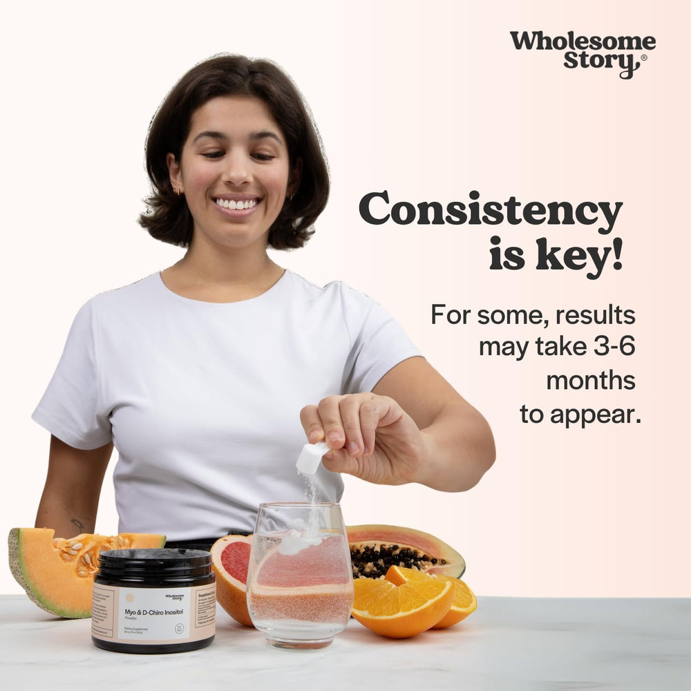 Wholesome Story serving spoon beside a glass indicates 90 servings.