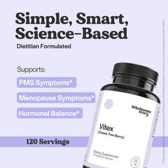 Wholesome Story Vitex capsules closeup highlighting vegan capsules