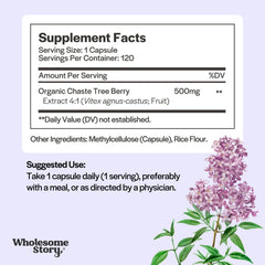 Wholesome Story Vitex label detail with Clean Label Project certification