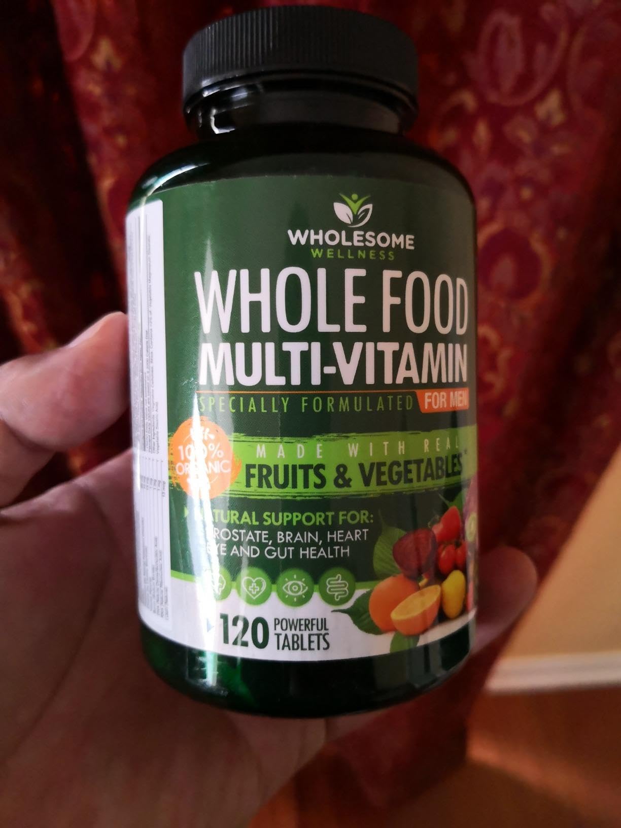 Wholesome Wellness daily tablet image emphasizes easy swallow and no leakage