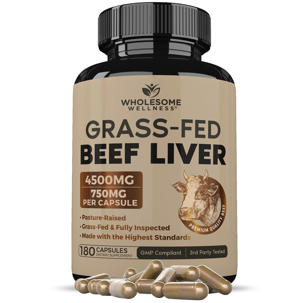 Wholesome Wellness grass-fed liver capsules in a bottle preserving nutrients from NZ beef