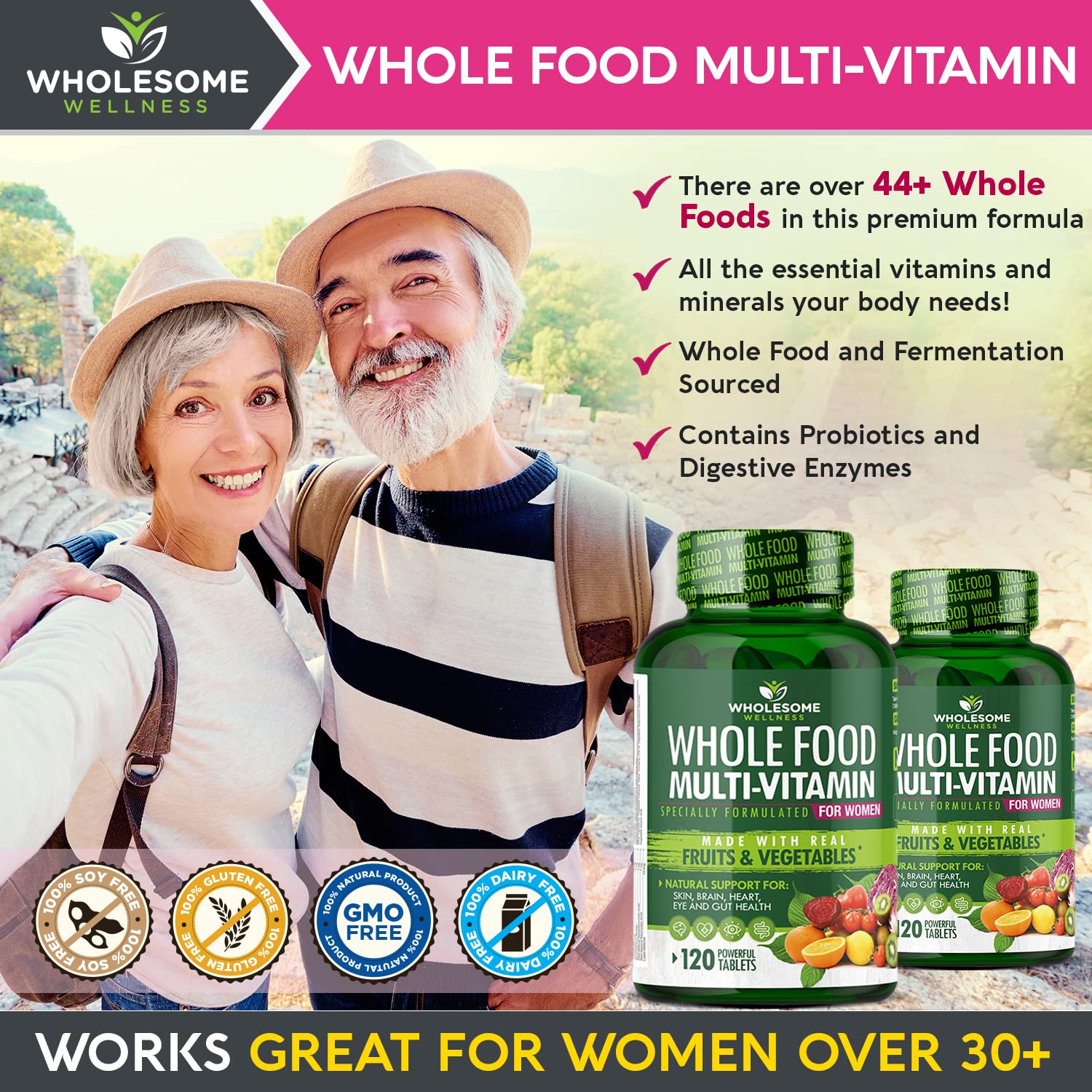 Wholesome Wellness blends show probiotics and enzymes for comfortable digestion