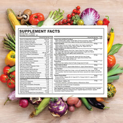 Wholesome Wellness ingredients label showing natural fruit and vegetable blends