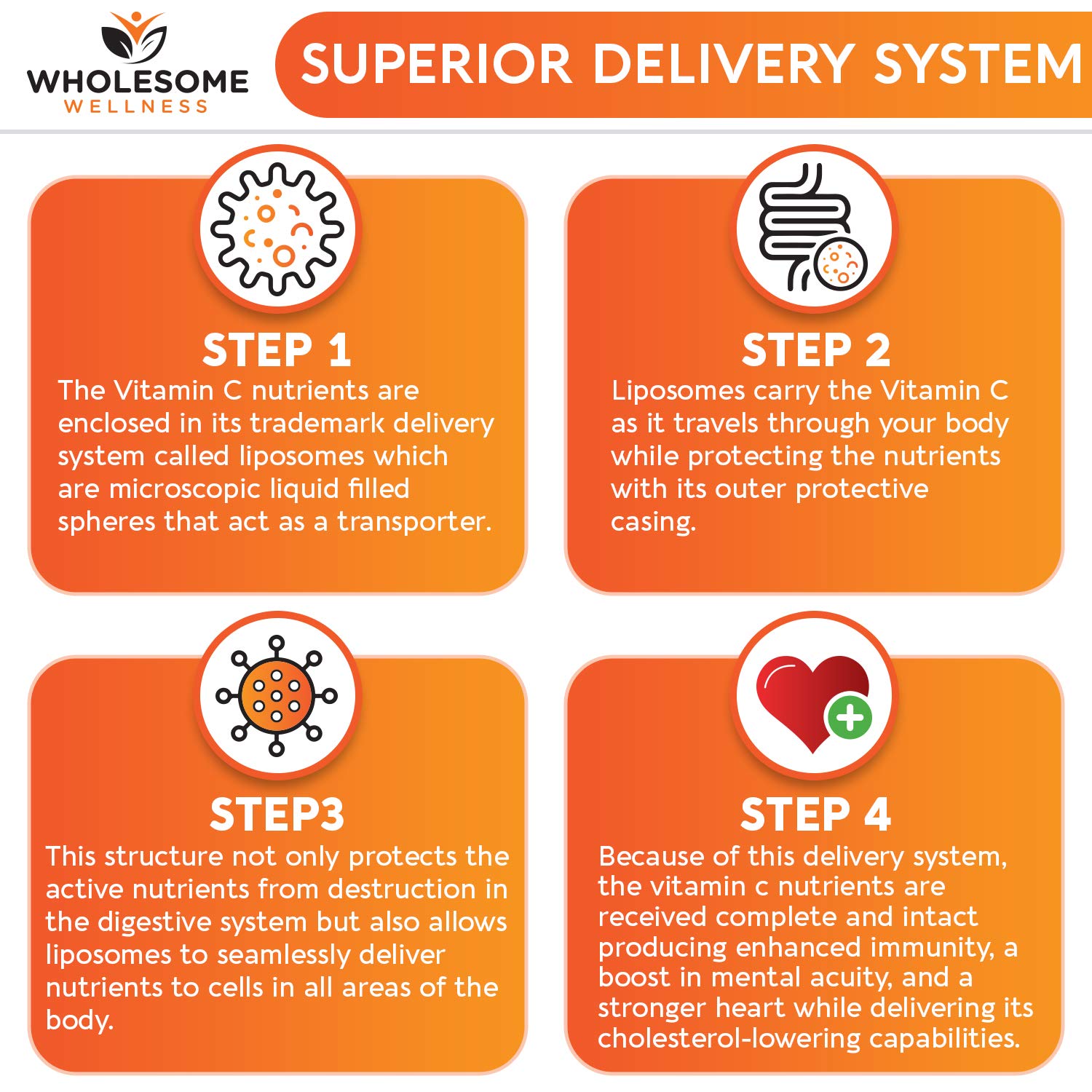 Wholesome Wellness liposomal vitamin C capsules daily-use scene highlighting convenient health routine.