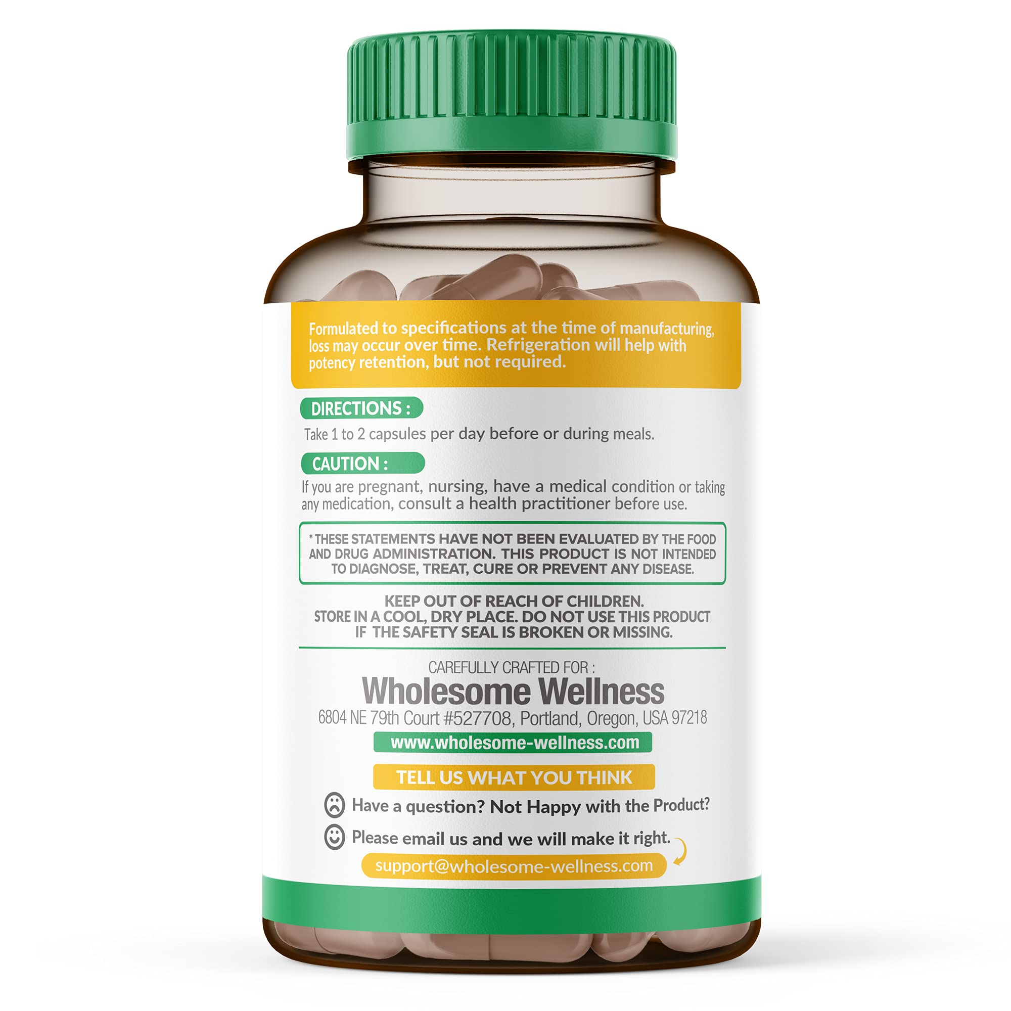Wholesome Wellness bottle bathed in natural light, highlighting clean sourcing