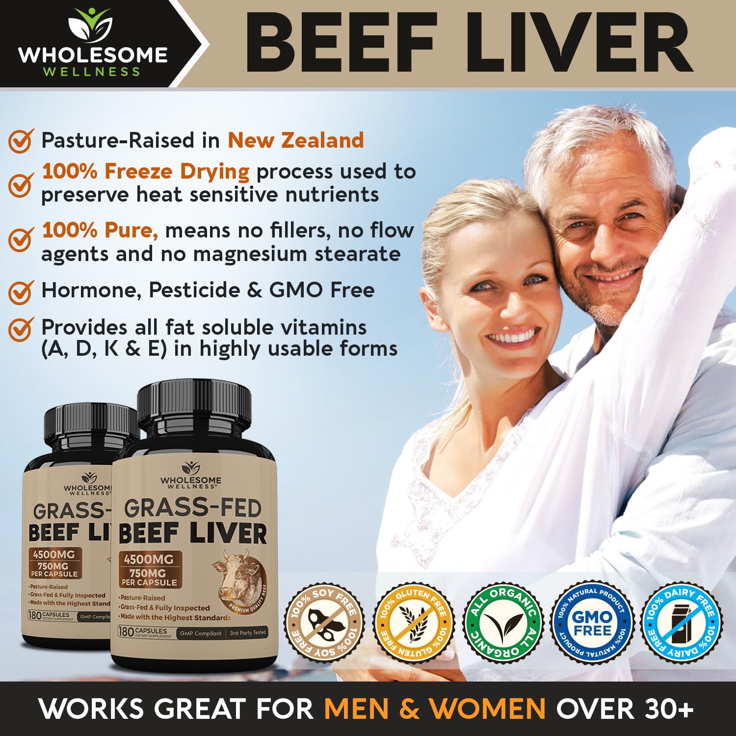 Nutrient-dense liver capsules from Wholesome Wellness for daily use