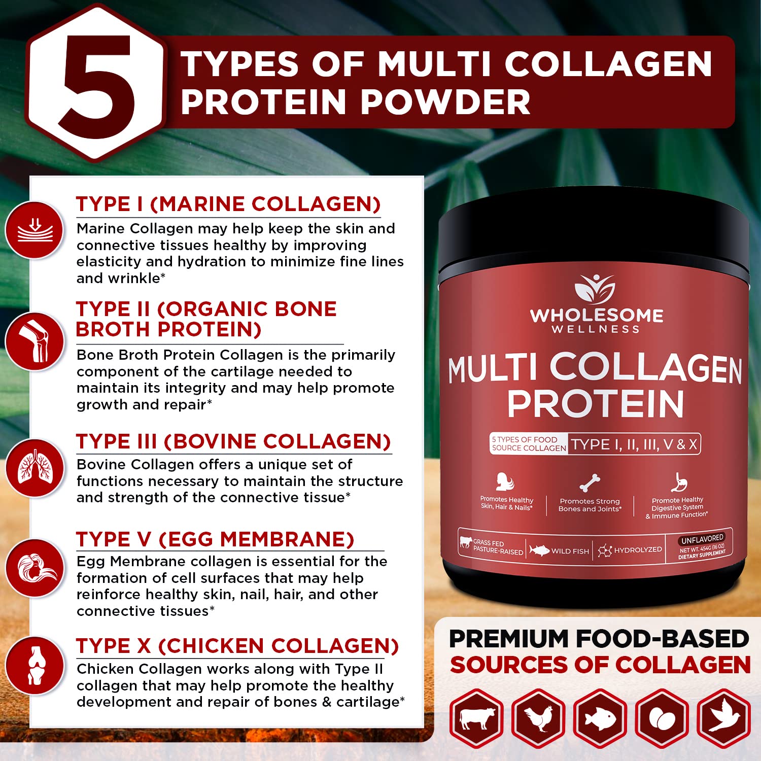 Wholesome Wellness wild-caught fish collagen sources for broad amino profile.