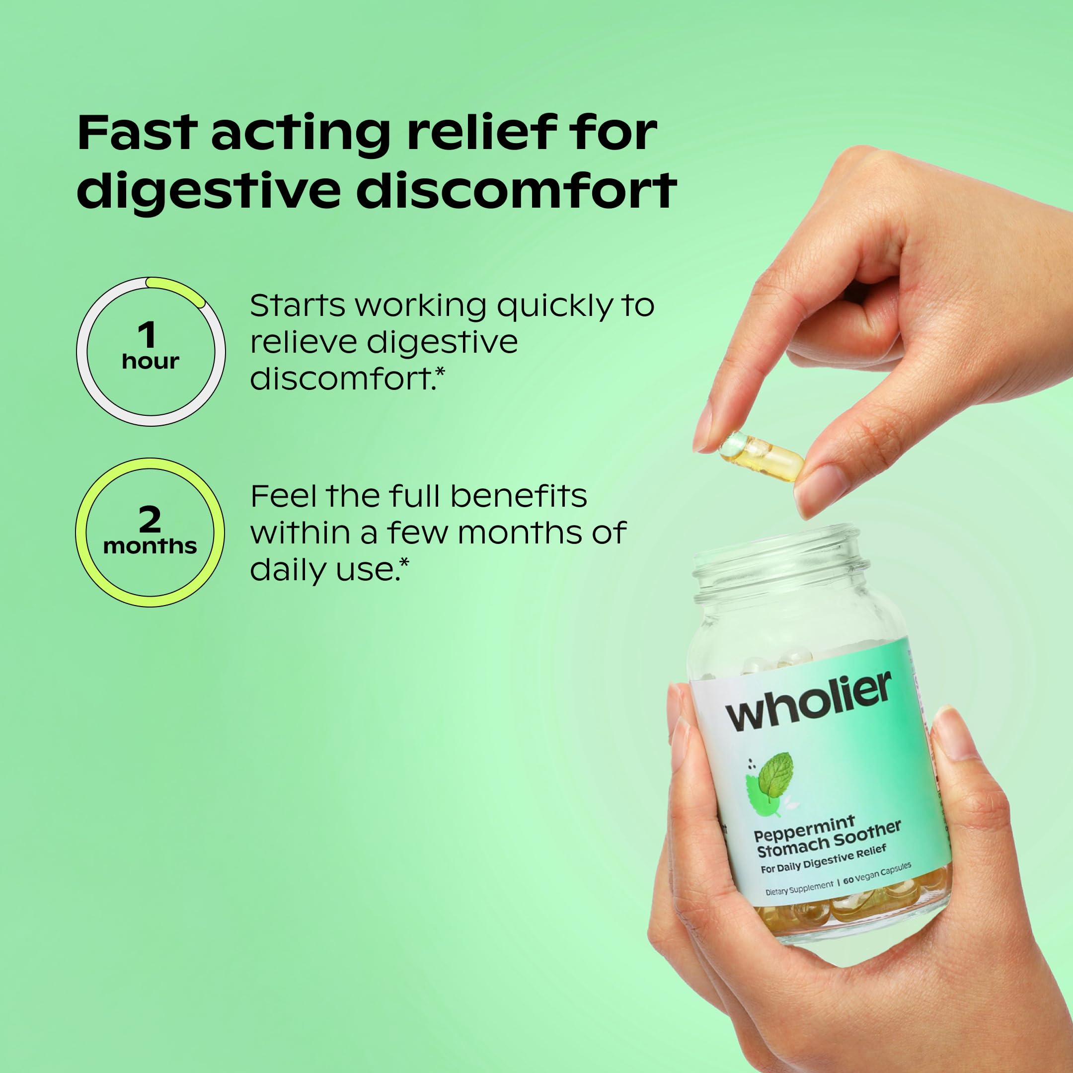Wholier packaging box and bottle highlight clean vegan formula.
