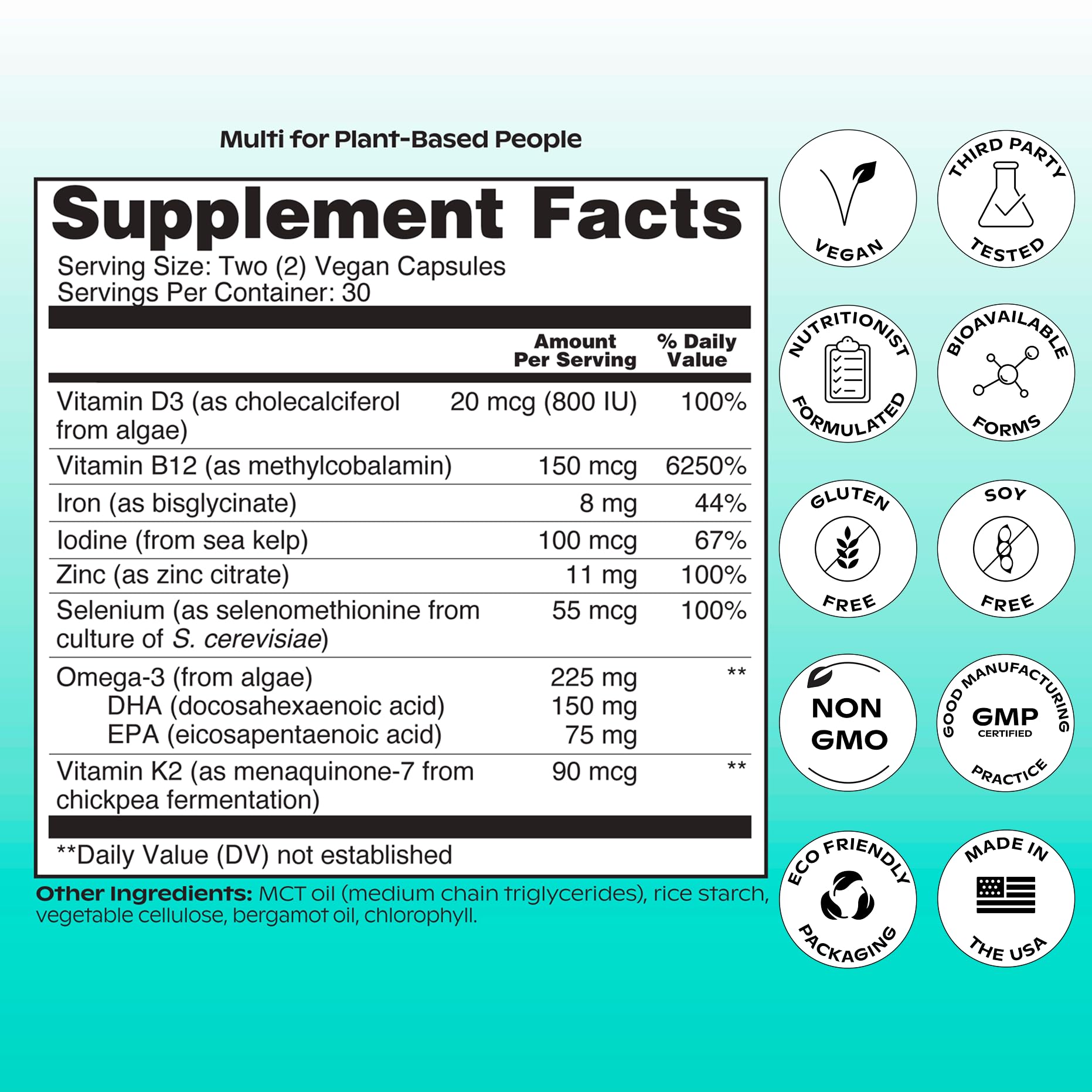 Wholier vegan omega-3 DHA/EPA two-capsule daily dose visual