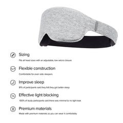 Whoop Restorative Sleep Mask with adjustable strap for side sleepers.
