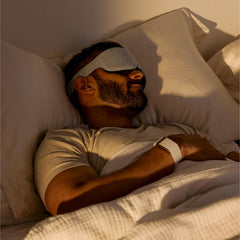 Close-up of the mask's contoured eye area reducing pressure.
