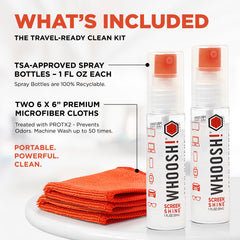WHOOSH Screen Shine Go microfiber cloth for safe, lint-free cleaning of screens and lenses