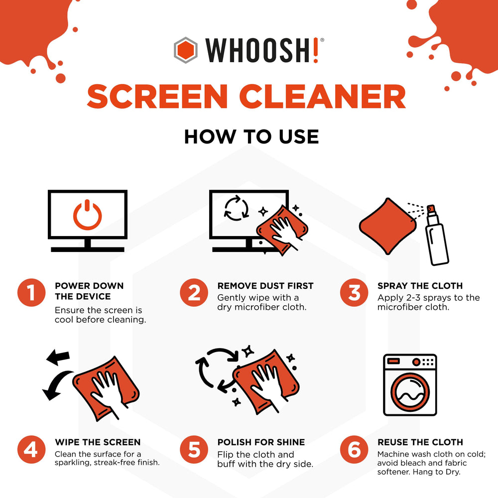 WHOOSH Screen Shine Go refillable bottle in an eco-friendly tech care setup