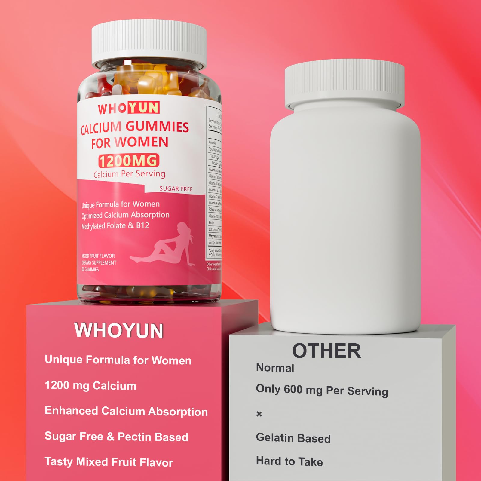Whoyun calcium gummies promoting bone health in an active lifestyle