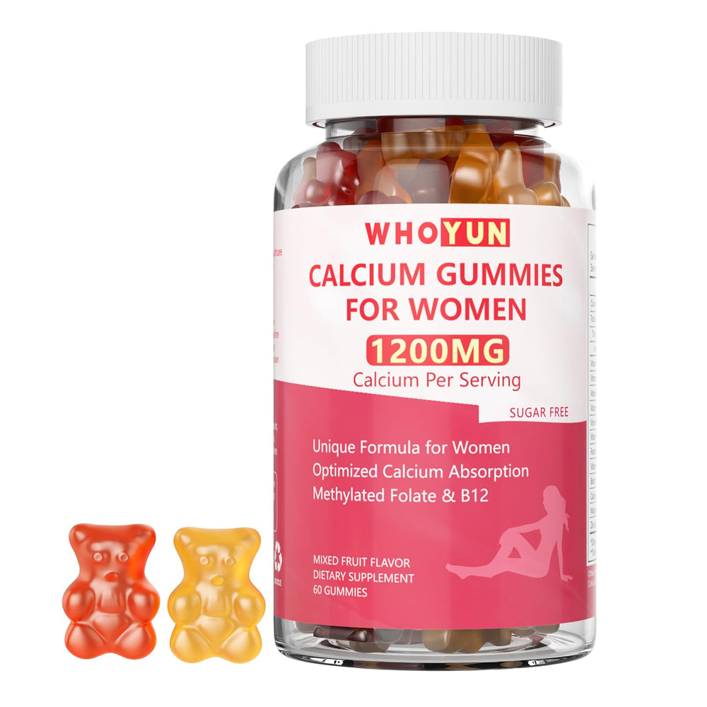 Whoyun calcium gummies bottle offering tasty daily bone support