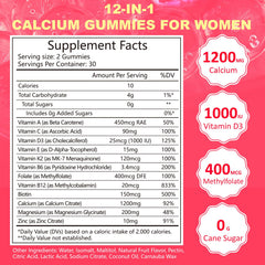 Whoyun calcium gummies ingredients close-up highlighting folate and D3