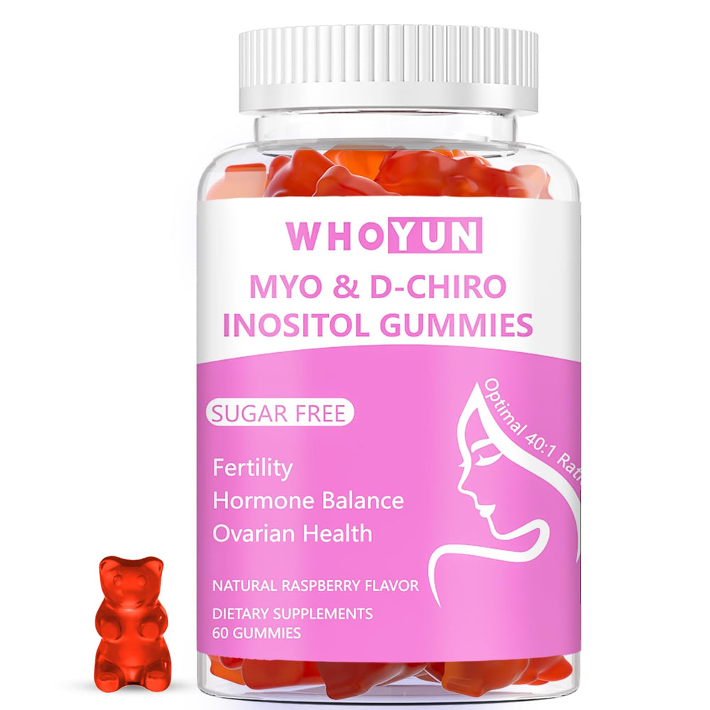 Whoyun Inositol Gummies raspberry bottle for daily wellness support