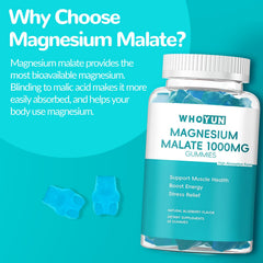 Whoyun Magnesium Malate Gummies close-up highlighting fruity texture for daily enjoyment.